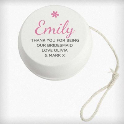 (image for) Personalised Pink Flower White Wooden Yoyo