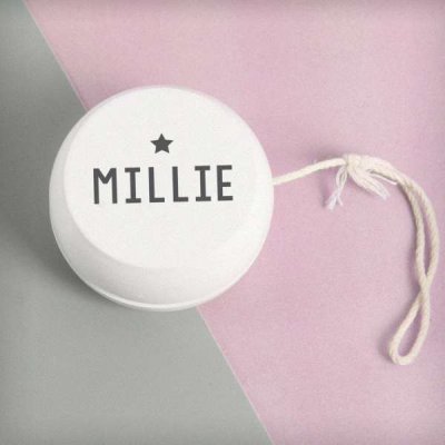 (image for) Personalised Grey Star White Wooden Yoyo