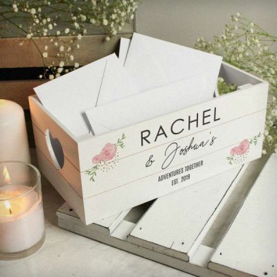 (image for) Personalised Abstract Rose White Wooden Crate