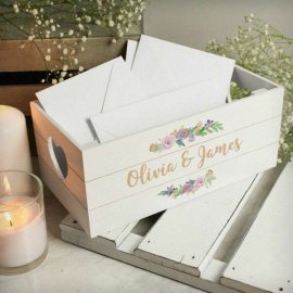 (image for) Personalised Floral Couples White Wooden Crate