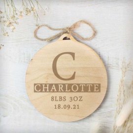 (image for) Personalised Intial Round Wooden Bauble Decoration