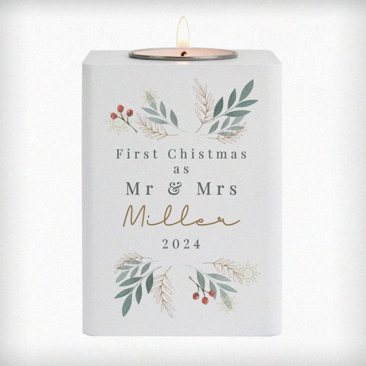 Modal Additional Images for Personalised Christmas Foliage White Tealight Holder