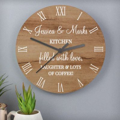 (image for) Personalised Free Text Wood Effect Clock