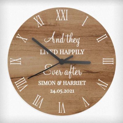 (image for) Personalised Free Text Wood Effect Clock