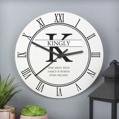 (image for) Personalised Family Name & Initial Wooden Clock