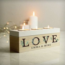 (image for) Personalised Botanical Triple Tea Light Box