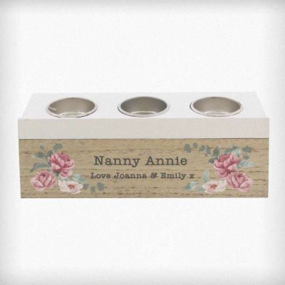 (image for) Personalised Floral Watercolour Triple Tealight Box