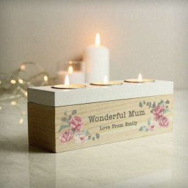 (image for) Personalised Floral Watercolour Triple Tealight Box