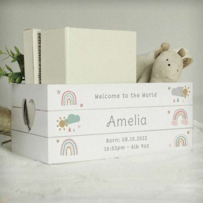 (image for) Personalised Rainbow White Wooden Crate