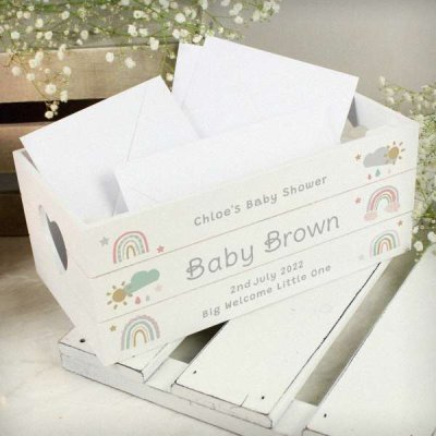 (image for) Personalised Rainbow White Wooden Crate