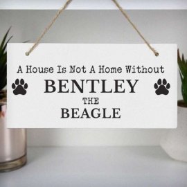(image for) Personalised Paw Print Dog Breed Wooden Sign