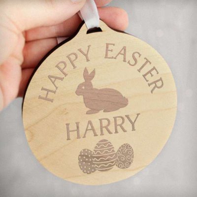 (image for) Personalised Easter Bunny Round Wooden Decoration