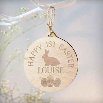 (image for) Personalised Easter Bunny Round Wooden Decoration