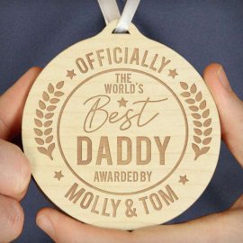 (image for) Personalised Officially The Best Round Wooden Medal