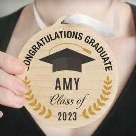 (image for) Personalised Graduation Round Wooden Decoration