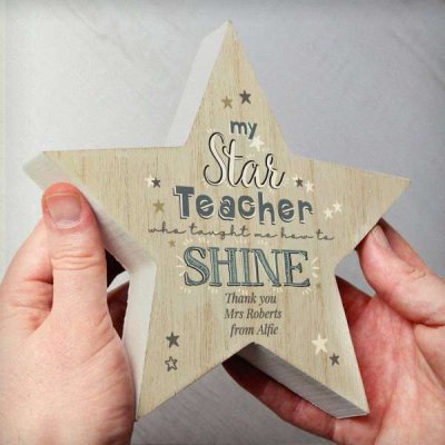 (image for) Personalised My Star Teacher Rustic Wooden Star Decoration