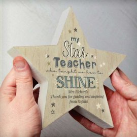 (image for) Personalised My Star Teacher Rustic Wooden Star Decoration