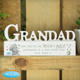 (image for) Personalised Me To You Moon and Back Wooden Grandad Ornament