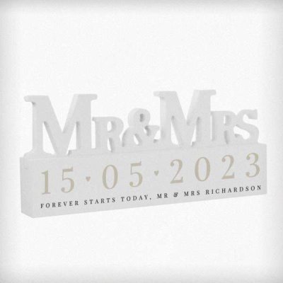 (image for) Personalised Big Date Wooden Mr & Mrs Ornament