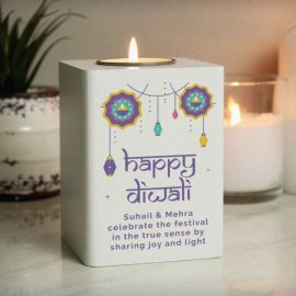 (image for) Personalised Diwali Wooden Tealight Holder