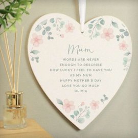 (image for) Personalised Floral Wooden Heart Decoration