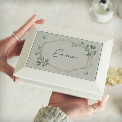 (image for) Personalised Botanical Butterfly Wooden Jewellery Box