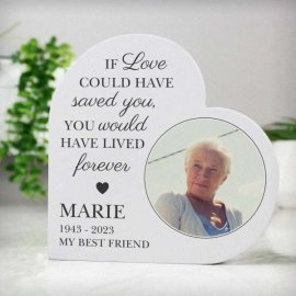 (image for) Personalised Memorial Photo Upload Free Standing Heart Ornament