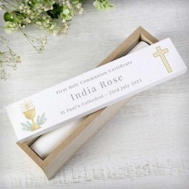 (image for) Personalised Religious Wooden Certificate Holder