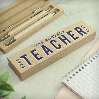 (image for) Personalised Best Teacher Wooden Pen and Pencil Set