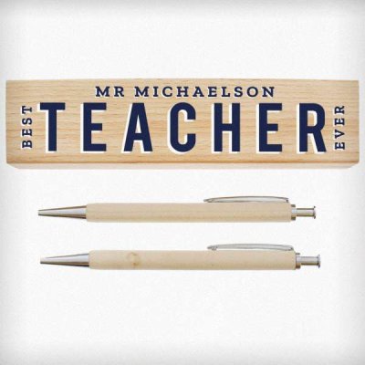 (image for) Personalised Best Teacher Wooden Pen and Pencil Set