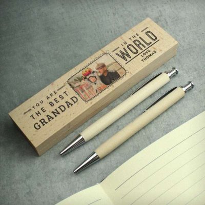 (image for) Personalised Best In The World Photo Upload Wooden Pen and Pencil Set