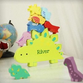 (image for) Personalised Name Only Wooden Dinosaur Stacker Toy