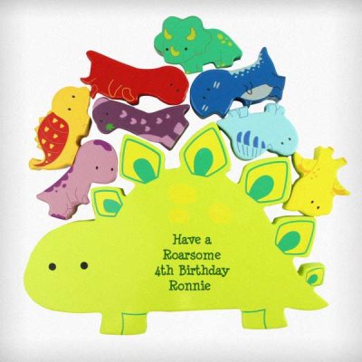 (image for) Personalised Free Text Wooden Dinosaur Stacker Toy