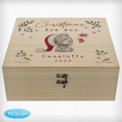 (image for) Personalised Winter Explorer Christmas Eve Tiny Tatty Teddy Large Wooden Keepsake Box