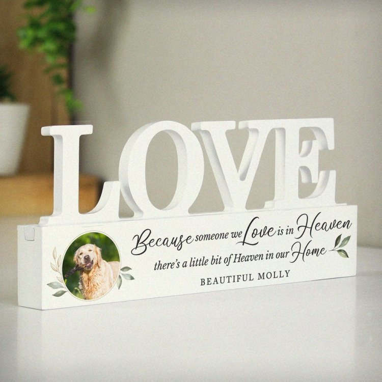 Modal Additional Images for Personalised Botanical Memorial Photo Upload Wooden Love Ornament