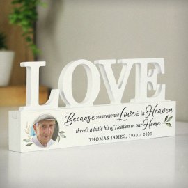 (image for) Personalised Botanical Memorial Photo Upload Wooden Love Ornament
