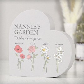(image for) Personalised Flower of the Month Family Heart Ornament