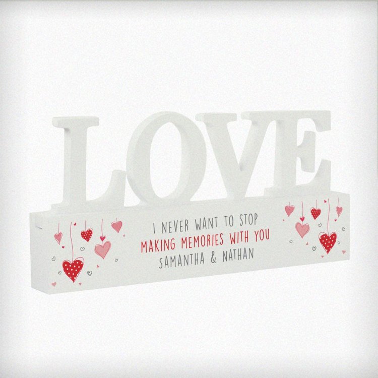 Modal Additional Images for Personalised Red Hearts Wooden Love Ornament