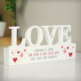 (image for) Personalised Red Hearts Wooden Love Ornament