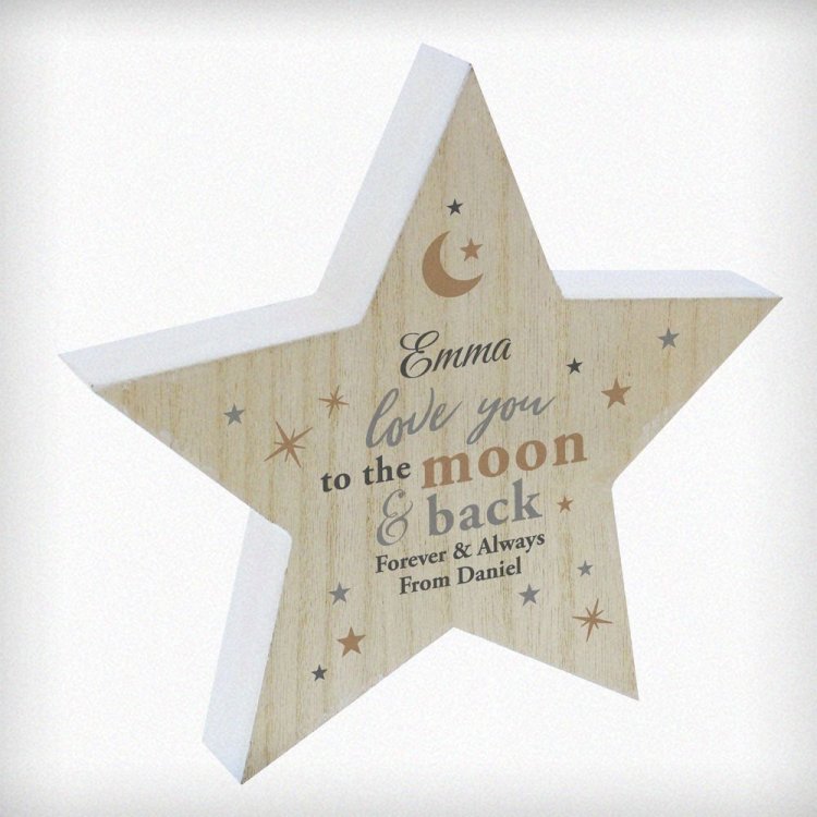 Modal Additional Images for Personalised Love You Wooden Star Ornament