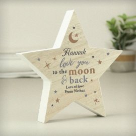 (image for) Personalised Love You Wooden Star Ornament