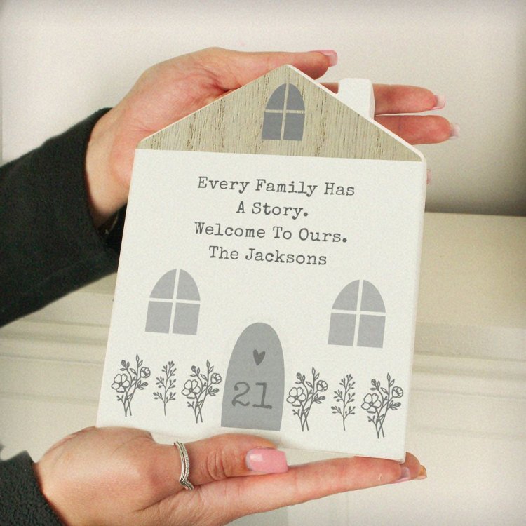 Modal Additional Images for Personalised Grey Wooden House Ornament