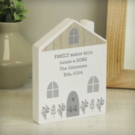 (image for) Personalised Grey Wooden House Ornament
