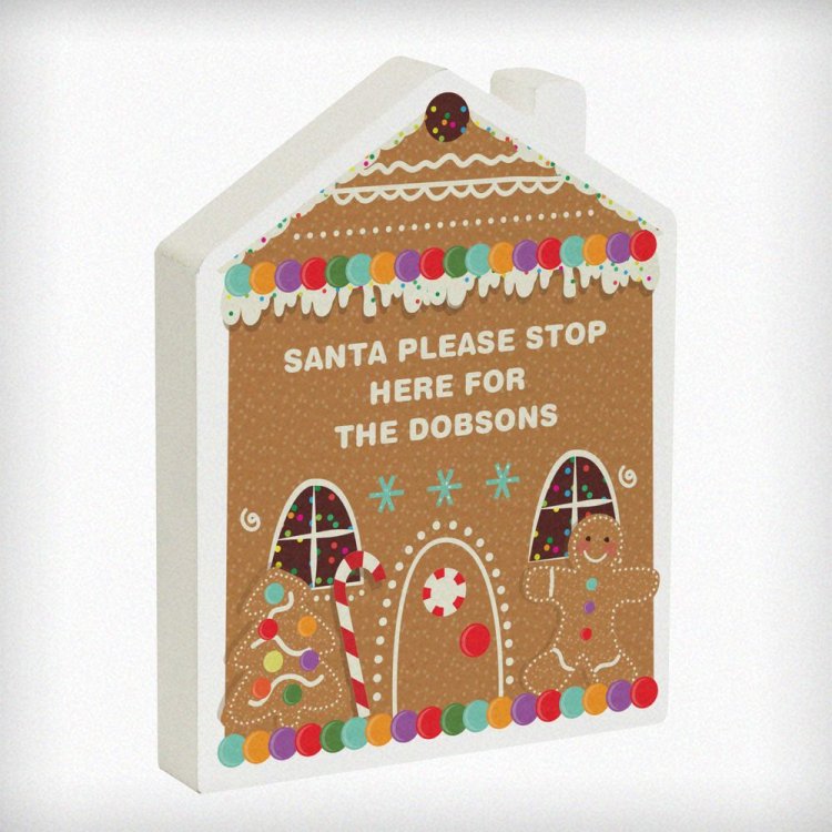 Modal Additional Images for Personalised Gingerbread House Christmas Wooden Ornament