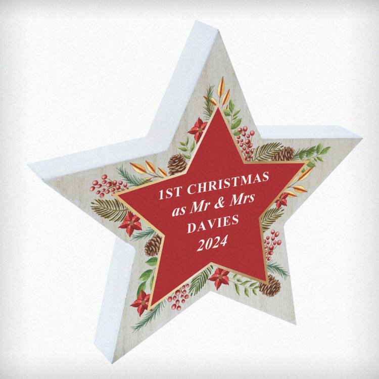 Modal Additional Images for Personalised Christmas Wreath Wooden Star Ornament