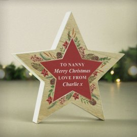 (image for) Personalised Christmas Wreath Wooden Star Ornament