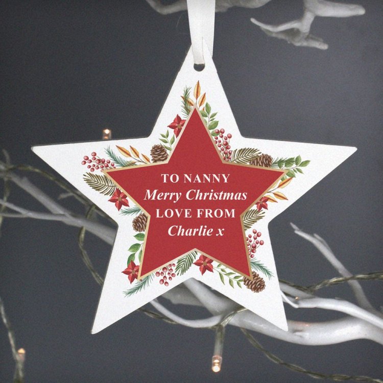 Modal Additional Images for Personalised Christmas Wreath Wooden Star Decoration