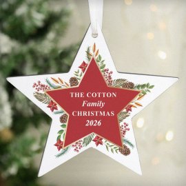 (image for) Personalised Christmas Wreath Wooden Star Decoration