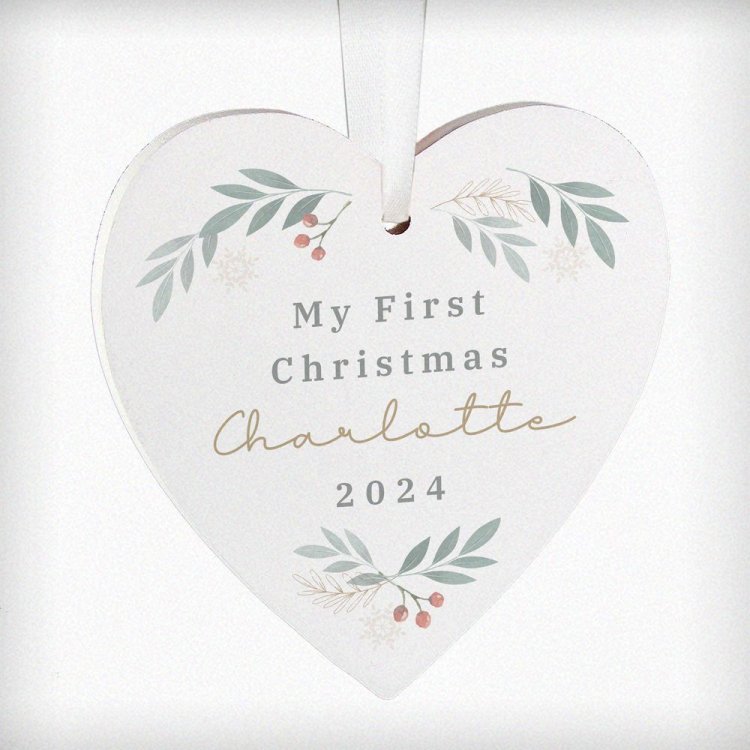 Modal Additional Images for Personalised Christmas Foliage Hanging Heart Decoration