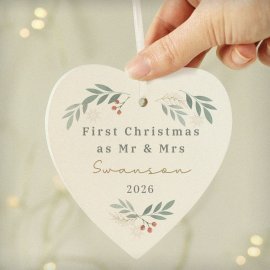 (image for) Personalised Christmas Foliage Hanging Heart Decoration